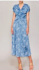 Melloday Ruched Tulip Sleeve Maxi Dress in blue 99 Size:M