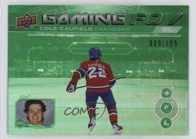 2024-25 Upper Deck Series 1 Gaming FOV Green 89/199 Cole Caufield #GFOV-7 0nr3