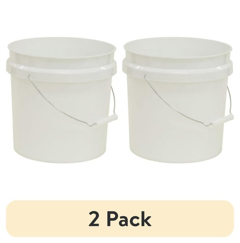 2 Pack 2 Gallon Plastic Pails no Lid Heavy Duty White Paint Bucket Metal Handle - Picture 7 of 24