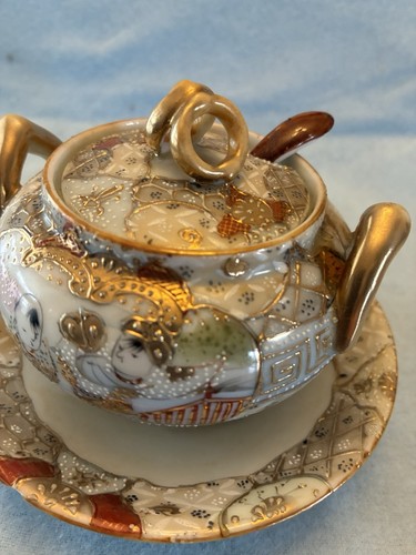 Japanisches Teeservice Satsuma 22kt Porzellan mit Goldrand 10-teilig - Bild 4 von 12