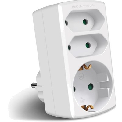 3-Way Steckdosenadapter Mehrfachstecker Schuko Euro Kindersicherung Stromvert...