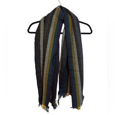 Sciarpa di lana unisex Sisley vintage a righe colorate