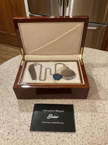 New Belair Pocket Watch Sapphire Crystal Stainless Case with Knife - Picture 1 of 7