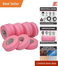 Electrical Tape 10 Pack Pink Waterproof Flame Retardant Rubber Based Adhesive...