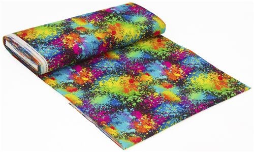 3 Yards Quilt Cotton Fabric - Timeless Treasures Rainbow Splatter Black - Picture 1 of 1