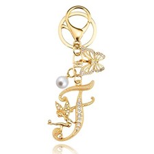 Initial Keychain Bag Charm Women Purse Charms for Handbags Accessories Gold F