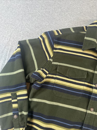 Duluth Trading Burlyweight Chamois Work Shirt Mens M Green Striped Flannel Heavy - Picture 2 of 16