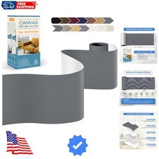 Waterproof Charcoal Grey Canvas Repair Tape - 4"x63" Self-Adhesive Outdoor Patch