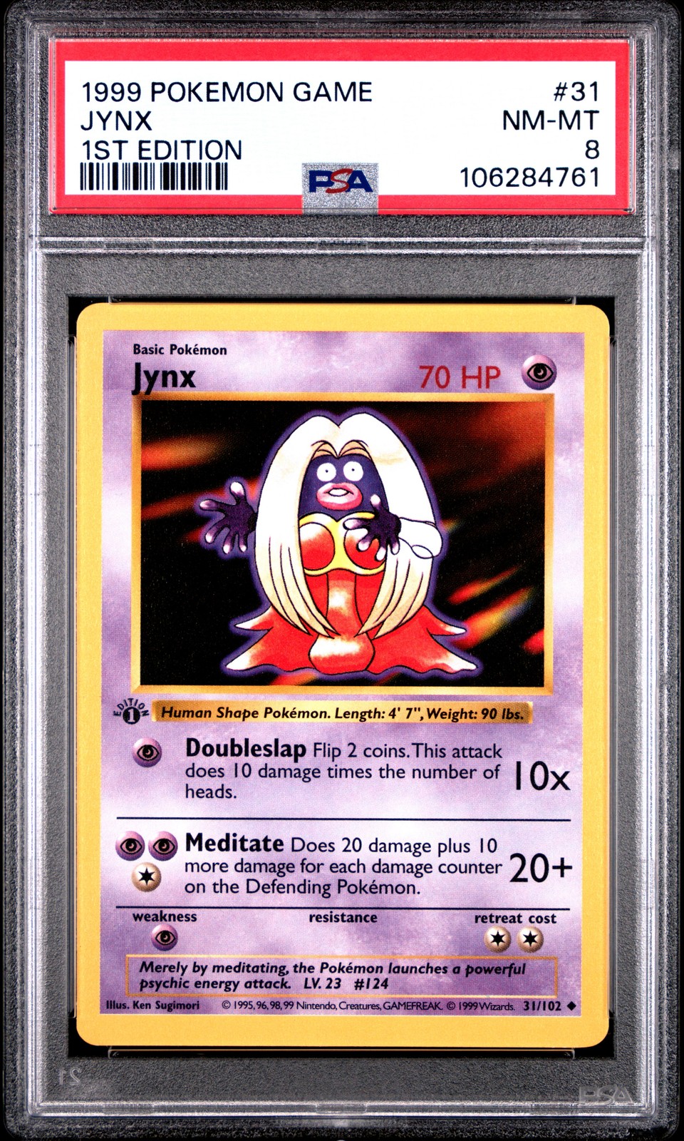 1999 POKEMON BASE SET 1ST EDITION #31 JYNX PSA 8