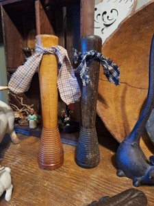 Two Antique Spools 12 Inches Tall