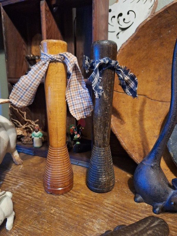 Two Antique Spools 12 Inches Tall