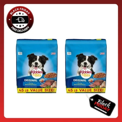 2P Kibbles 'n Bits Dry Dog Food, Original Savory Beef & Chicken Flavors, 45 lb