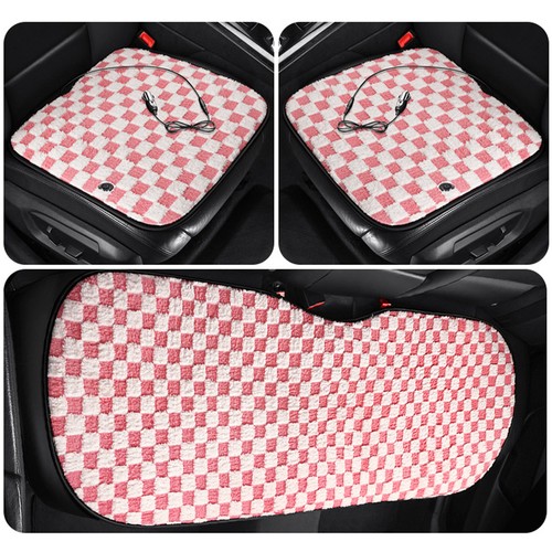 Graphene Heated Car Seat Cushion Winter Plush Checkered Car Seat Cover Seat Pad. - Picture 30 of 41