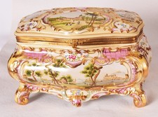 Gro&szlig;e Porzellan Schatulle Schmuck-Dose Deckeldose Schmuck-Schatulle handbemalt