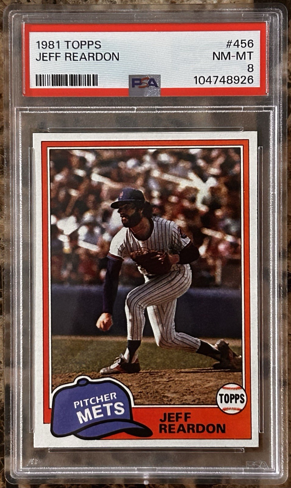 1981 TOPPS #456 JEFF REARDON RC METS PSA 8 NM-MT