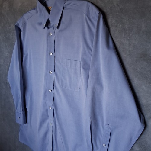 Gold Label Mens Blue Shirt Size 16.5 33 Roundtree Yorke 80's Non Iron Cotton - Picture 2 of 12