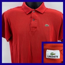 Lacoste Red Short Sleeve Polo Shirt Classic Fit Men's Size 4 Crocodile Logo