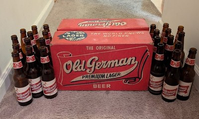 Vintage Old German premium Lager Beer Box Full of Empty Old German Beer Bottles 