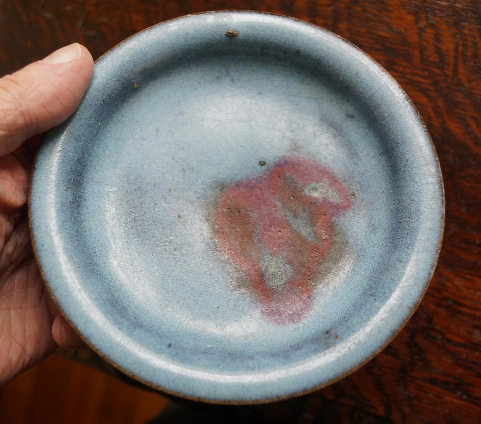 Antiguo plato chino Qing o cuenco poco profundo - Esmalte Junyao - 14,7 cm, 3,5 cm ht. Foto 2 de 4