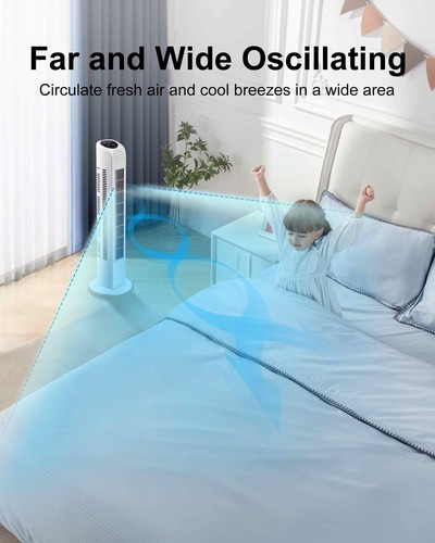 Oscillating Bladeless Tower Fan with Remote, Quiet Cooling Portable, Electric... - Picture 6 of 7