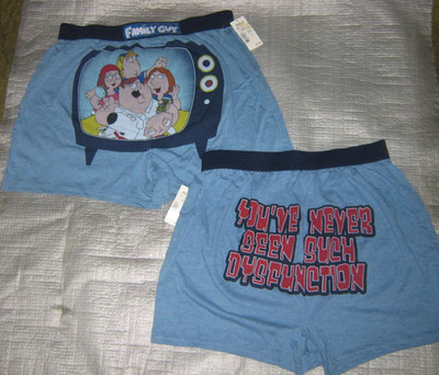 2 Vintage Family Guy Blue Boxer Shorts Men's L NEW Dysfunction TV Set