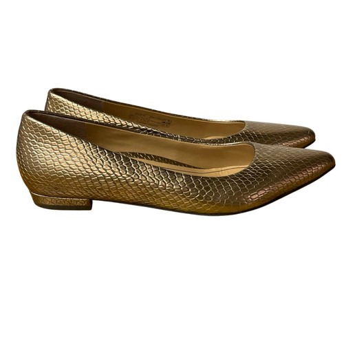 Vionic Lena Snake Reptile Metallic Pointed Toe Flats Sz 8.5 Gold Copper Bronze - Picture 3 of 9