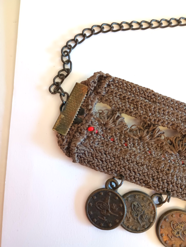 Collar Gargantilla Moneda Kurush Turco Vintage Hecho a Mano Étnico Cuentas - Imagen 4 de 7