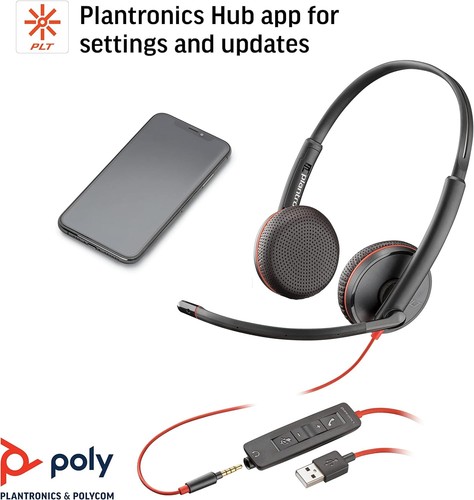 Plantronics - Blackwire 3225 USB-A Wired Headset - Dual-Ear (Stereo) with Boom M - Picture 2 of 5