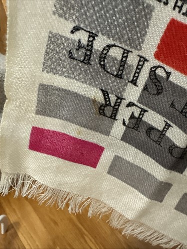 Extra-Large Kate Spade NYC New York City Map Gray Pink Cream Wool Scarf *flaws* - Picture 14 of 16