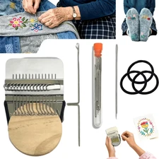 Loom Knitting Kit, Patch Kit Weaving Loom, Mini Portable Patch Darning Loom KiCE