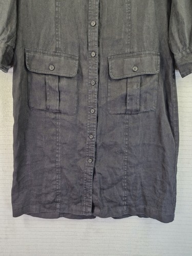 LAUREN by Ralph Lauren Black 100% Linen Long Shirt Dress Size US 8 UK 12 - Picture 9 of 19
