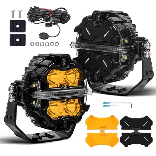 3.5inch Round LED Driving Lights Spot Flood Combo + Protective Covers Off Road