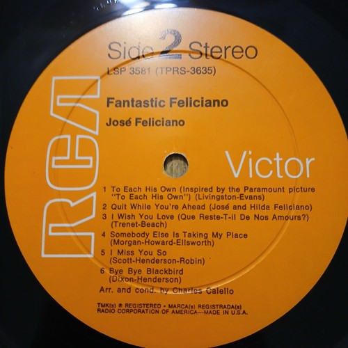 José Feliciano – Fantastic Feliciano LP RCA LSP-3581 Stereo 1966 Dynagroove VG++ - Picture 11 of 11