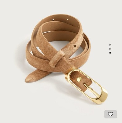 J.Crew Skinny Oval Buckle Suede Belt ~ Blonde Espresso Tan ~ Sz XS ~ NWOT