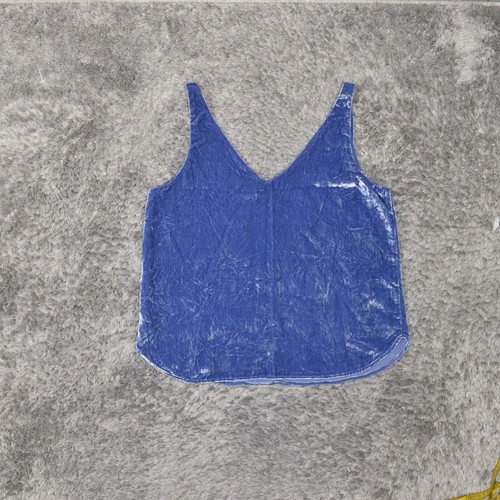NEW Loft Women's Size M Blouse Top Sleeveless Blue Solid Viscose V-Neck - Picture 7 of 8