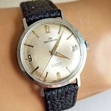 Vintage UNICHRON by HOLMAR Men's manual winding watch Date FHF 72-4N 1960s