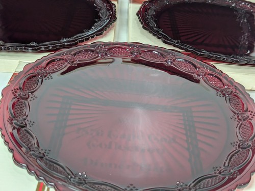 Avon 1876 Cape Cod Ruby Red Glass Vintage Dinner Plate Lot 10.75" Set of 8 - Picture 8 of 19