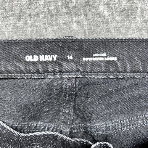 Old Navy Women’s Mid-Rise Boyfriend Jeans Size 14 Black Stretch Casual Loose Fit - Picture 7 of 17