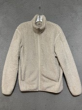 Uniqlo Womens Jacket Fluffy Fleece Oversized Size Small Long Sleeve Beige