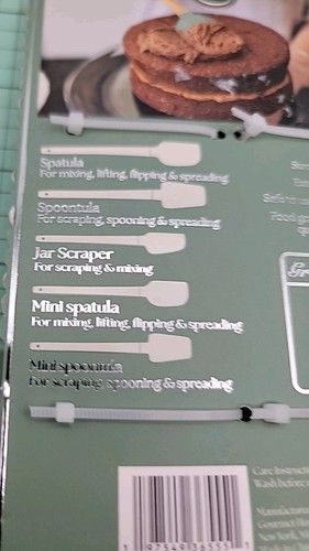 Cocina Gourmet Marca: Juego de 5 Espátulas de Silicona Madera y Verde Azulado, Nuevo y Envío Gratis - Imagen 9 de 10