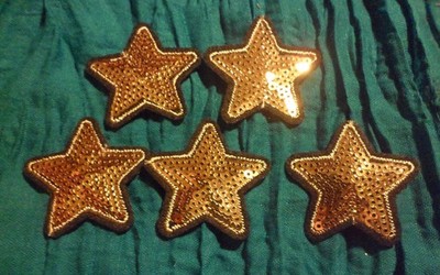 Flicken Aufbügler Aufnäher Patch Patches 5x Stern gold abger. Pailletten 4,2x4,3