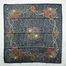 Ginnie Johansen Black Silk Scarf Scarves 34.5" X 35.5" P509