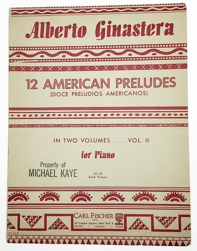 Alberto Ginastera 12 American Preludes Vol II Sheet Music For Piano Carl Fischer - Picture 1 of 4