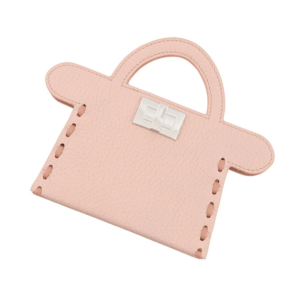 Fendi — FENDI Peekaboo Selleria Card Case Size micro Calf Leather Pink 8M0511