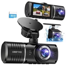 Dash Cam Front and Rear, 1080P Dash Camera for Cars, 3 Channel Car Camera 