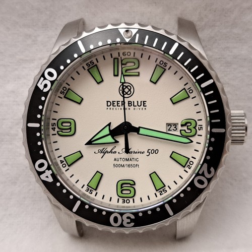 Deep Blue Alpha Marine 500, Full Lume, Automatic Movement, Stainless Bracelet