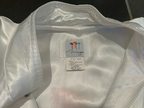 VTG Mirage Las Vegas Casino 80s 90s White Satin Bomber Jacket LARGE - Imagen 2 de 4