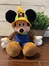 EUC Disney Store Authentic Scarecrow Mickey Mouse Stuffed Plush Halloween/Fall