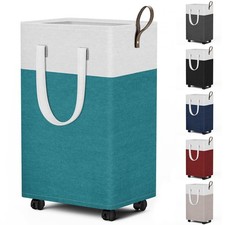 75L Rolling Laundry Basket with Wheels, Collapsible Waterproof Laundry Hampe...