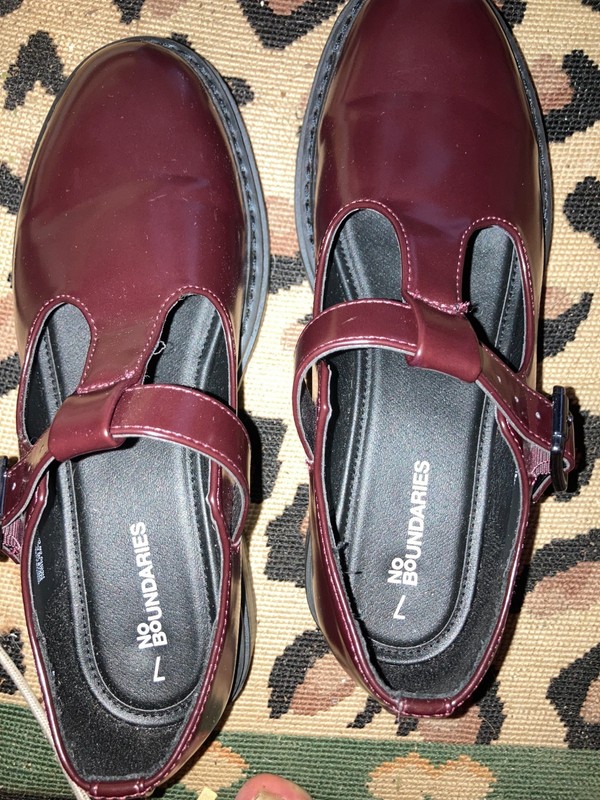 NOBO Women's Brown/Maroon Mary Janes Chunky Lugg Soles Sz 7